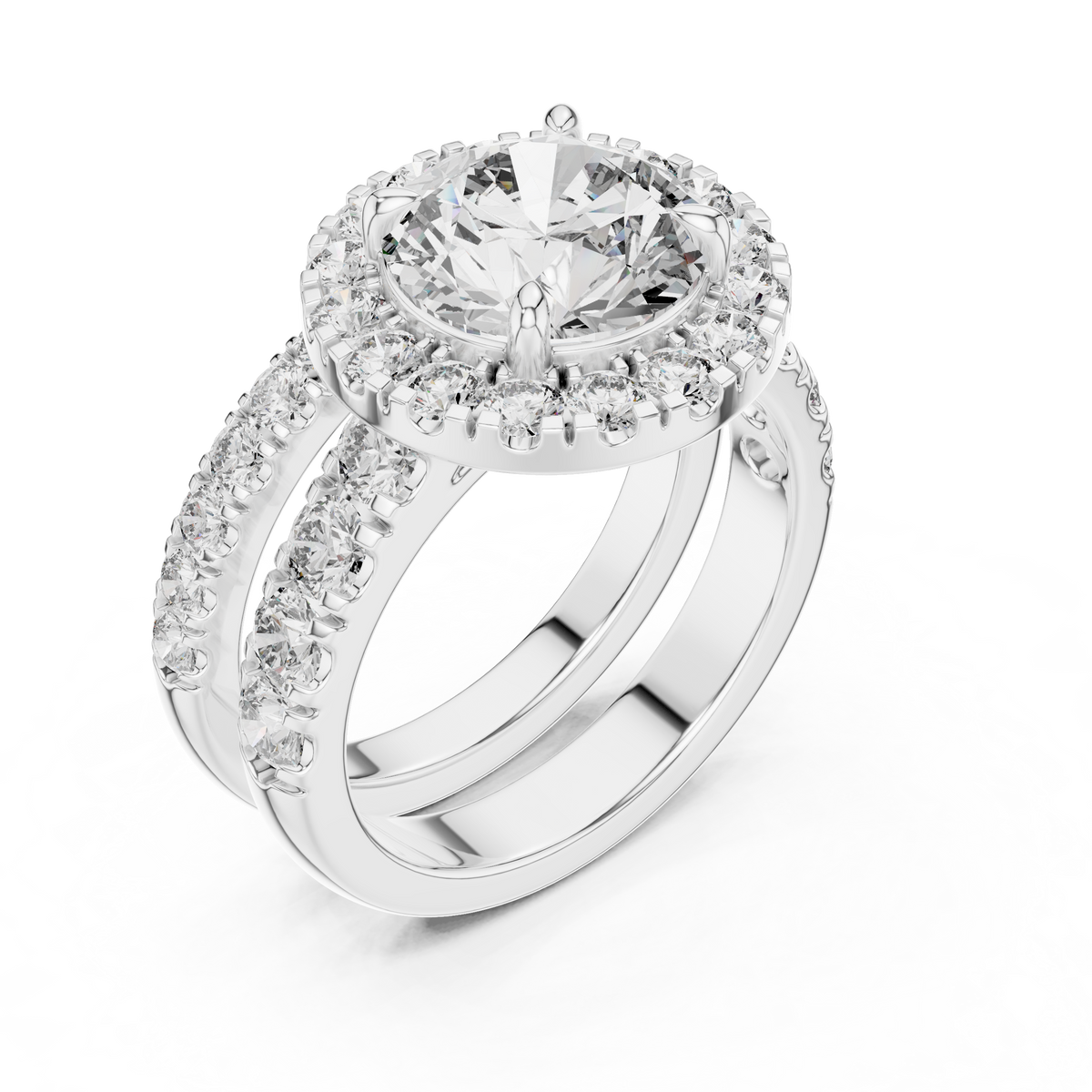 Premium Halo Diamond Wedding Ring Set.
