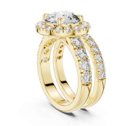 Premium Halo Diamond Wedding Ring Set.
