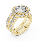 Premium Halo Diamond Wedding Ring Set.