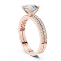 Luxury Round Diamond Halo Ring Set | Gold Designer Bridal Ring