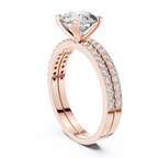 Luxury Round Diamond Halo Ring Set | Gold Designer Bridal Ring