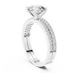 Luxury Round Diamond Halo Ring Set | Gold Designer Bridal Ring