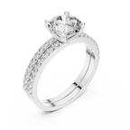 Luxury Round Diamond Halo Ring Set | Gold Designer Bridal Ring
