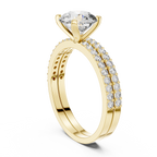 Luxury Round Diamond Halo Ring Set | Gold Designer Bridal Ring