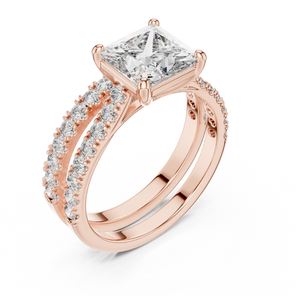 Fine Jewelry Halo Diamond Bridal Ring | Gold Engagement Set
