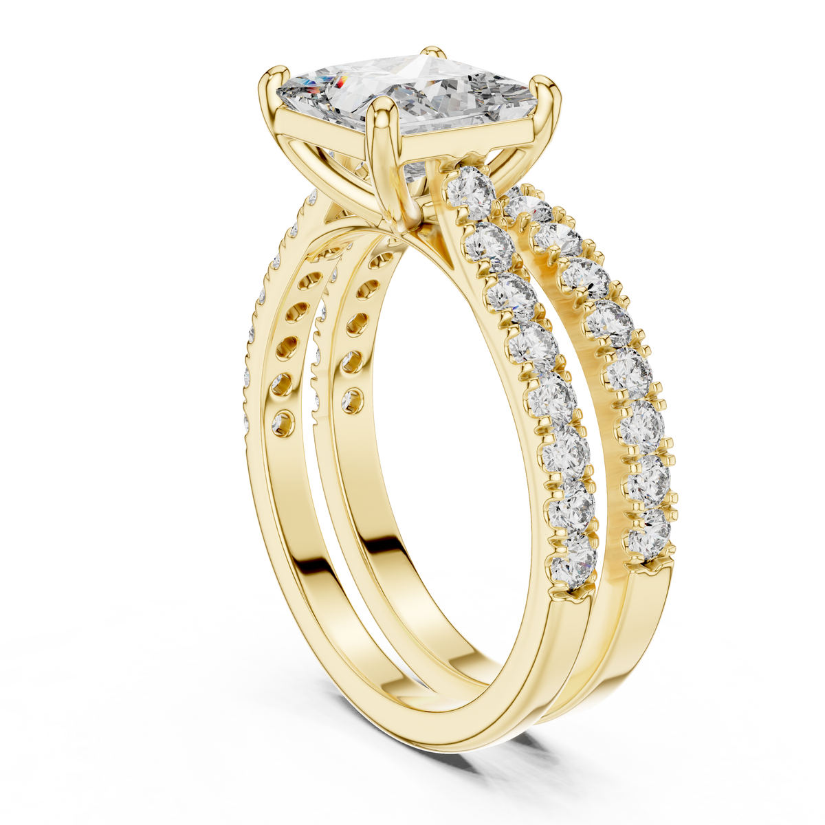 Fine Jewelry Halo Diamond Bridal Ring | Gold Engagement Set