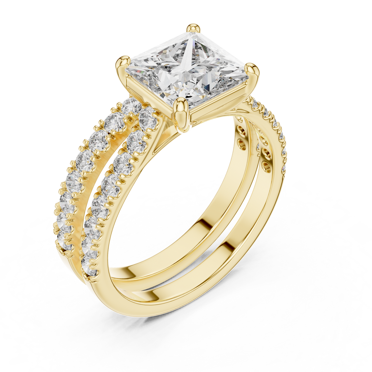 Fine Jewelry Halo Diamond Bridal Ring | Gold Engagement Set