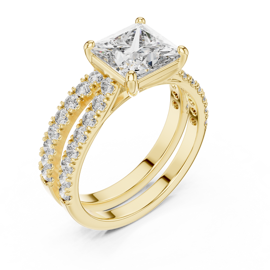 Fine Jewelry Halo Diamond Bridal Ring | Gold Engagement Set