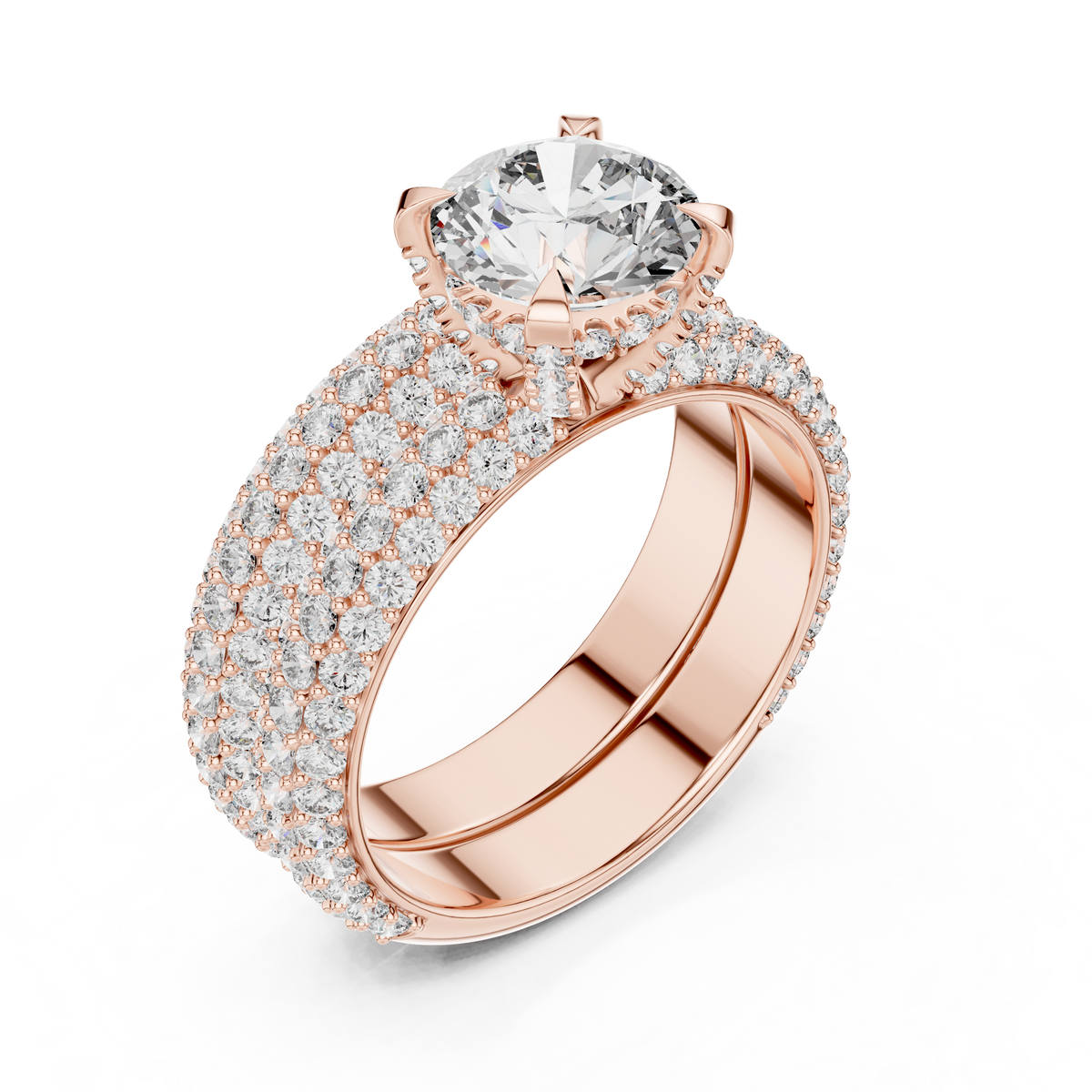 Timeless Double Halo Diamond Engagement Ring | Designer Gold Jewelry