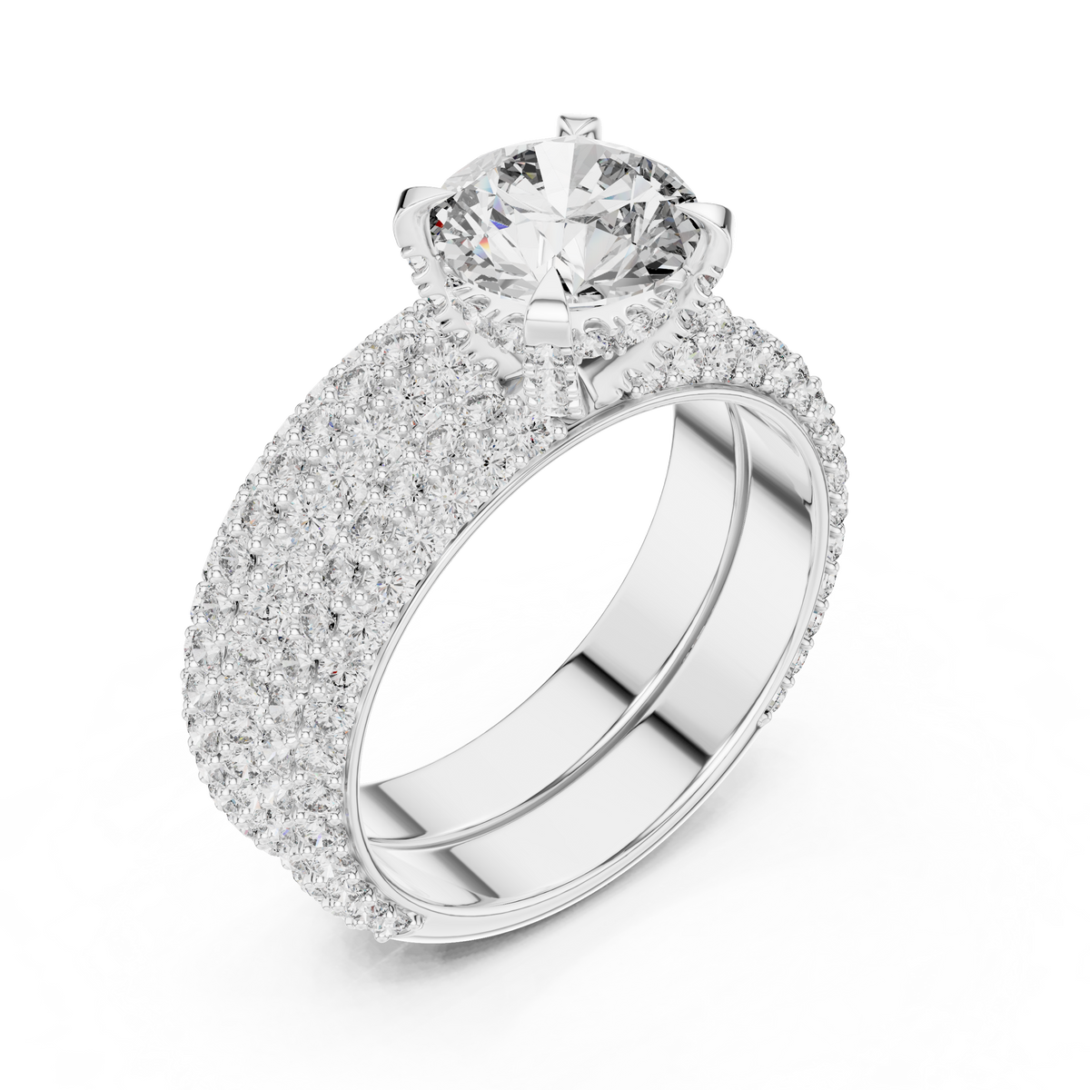 Timeless Double Halo Diamond Engagement Ring | Designer Gold Jewelry