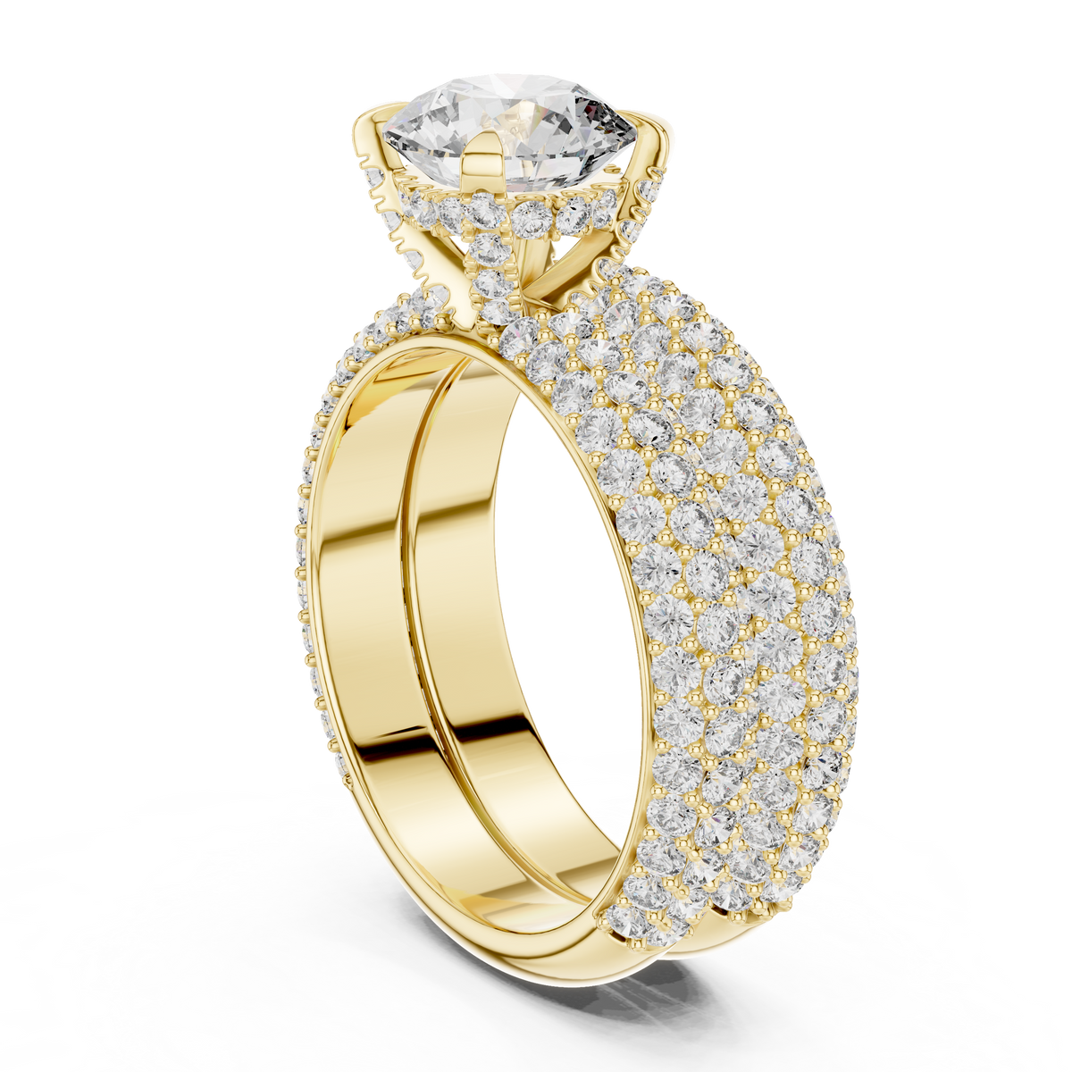 Timeless Double Halo Diamond Engagement Ring | Designer Gold Jewelry