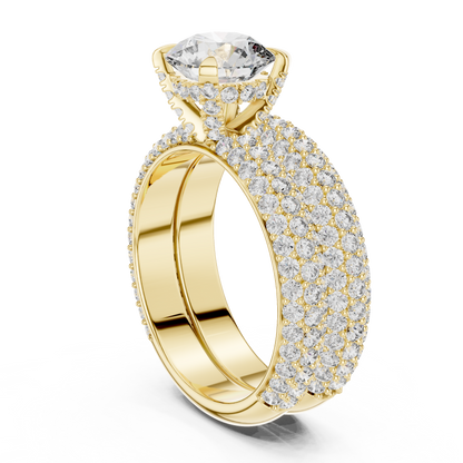 Timeless Double Halo Diamond Engagement Ring | Designer Gold Jewelry