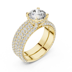 Timeless Double Halo Diamond Engagement Ring | Designer Gold Jewelry