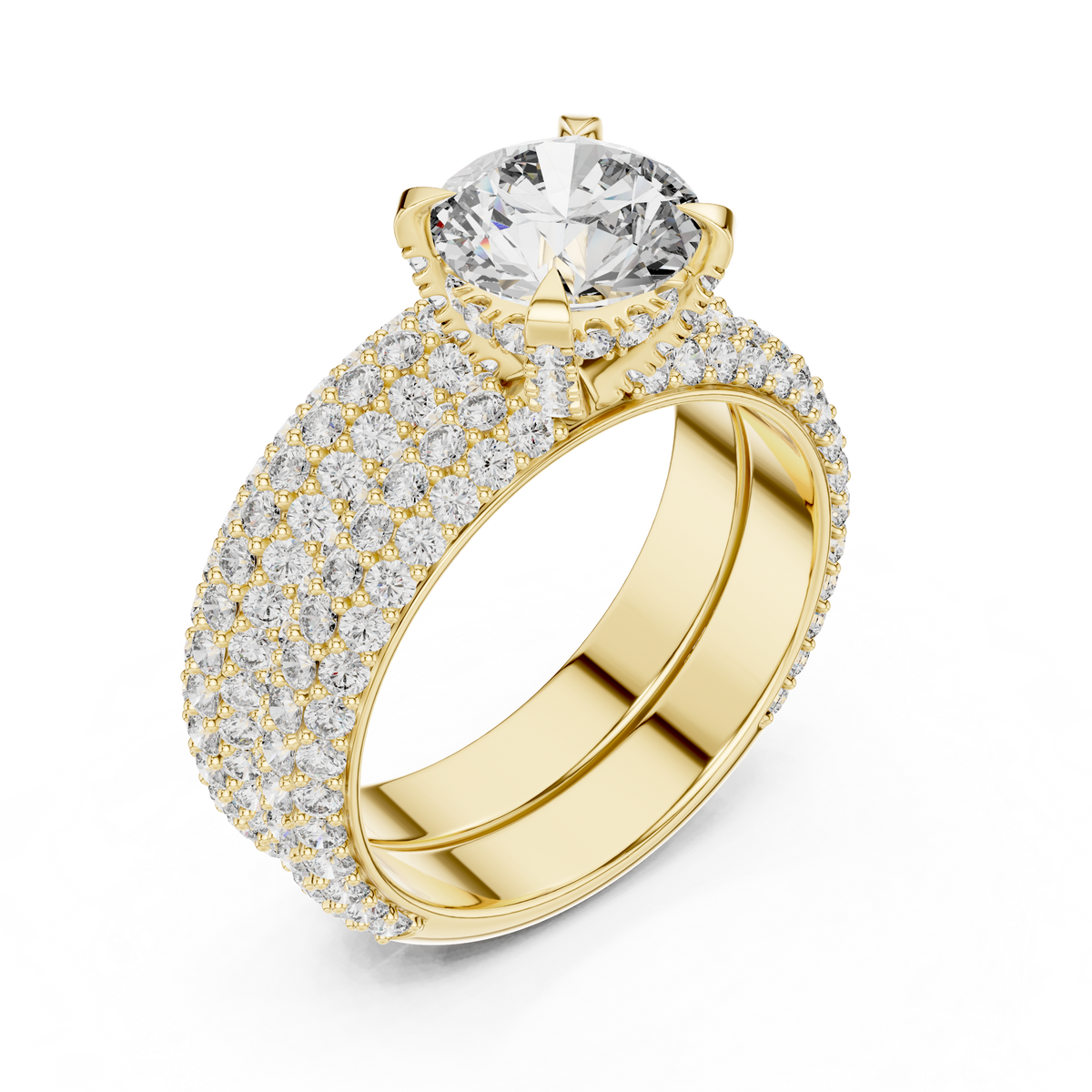 Timeless Double Halo Diamond Engagement Ring | Designer Gold Jewelry