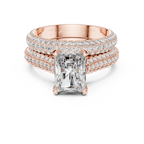 Verlobungsring mit Diamant im Smaragdschliff | Goldring mit doppeltem Halo