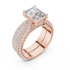 Luxe Emerald Cut Diamond Engagement Ring | Double Halo Gold Ring