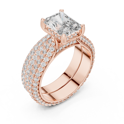 Luxe Emerald Cut Diamond Engagement Ring | Double Halo Gold Ring