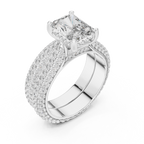 Luxe Emerald Cut Diamond Engagement Ring | Double Halo Gold Ring