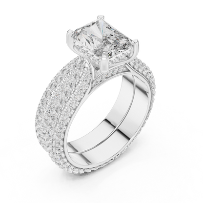 Luxe Emerald Cut Diamond Engagement Ring | Double Halo Gold Ring