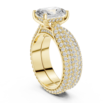Luxe Emerald Cut Diamond Engagement Ring | Double Halo Gold Ring