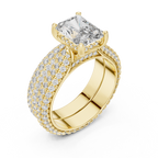 Luxe Emerald Cut Diamond Engagement Ring | Double Halo Gold Ring