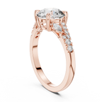 Round Cut Diamond Engagement Ring with Marquise Side Stones and Pave Band