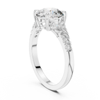 Round Cut Diamond Engagement Ring with Marquise Side Stones and Pave Band
