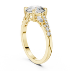 Round Cut Diamond Engagement Ring with Marquise Side Stones and Pave Band