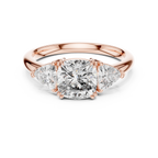 Pear Cut Lab Grown Diamond Three-Stone Engagement Ring.