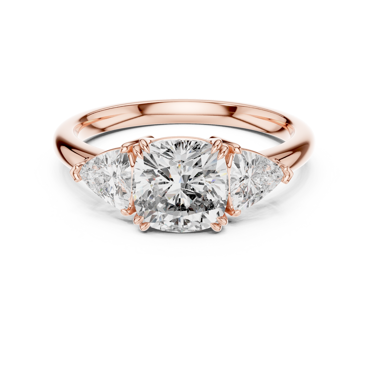 Pear Cut Lab Grown Diamond Three-Stone Engagement Ring.