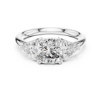 Pear Cut Lab Grown Diamond Three-Stone Engagement Ring.