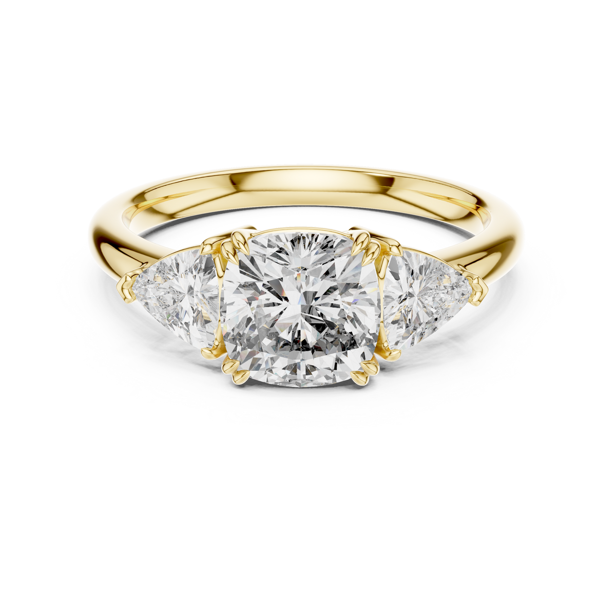 Pear Cut Lab Grown Diamond Three-Stone Engagement Ring.