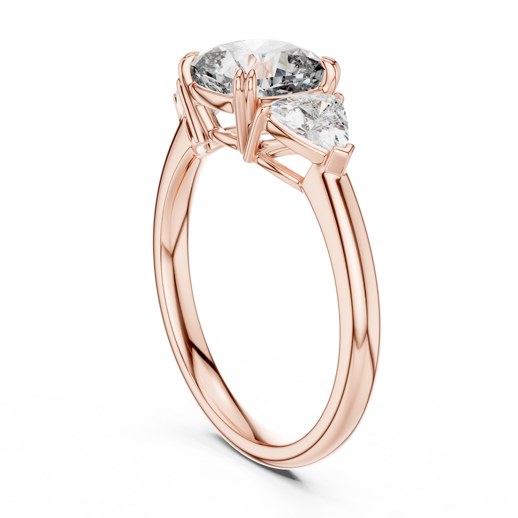Brilliant Cushion Cut Ring with Trillion-Cut Accent Stones