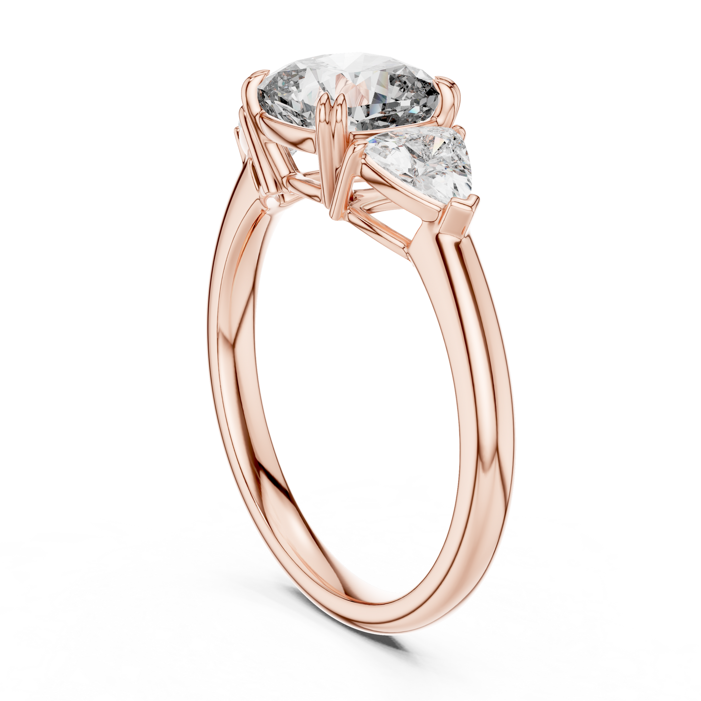 Brilliant Cushion Cut Ring with Trillion-Cut Accent Stones