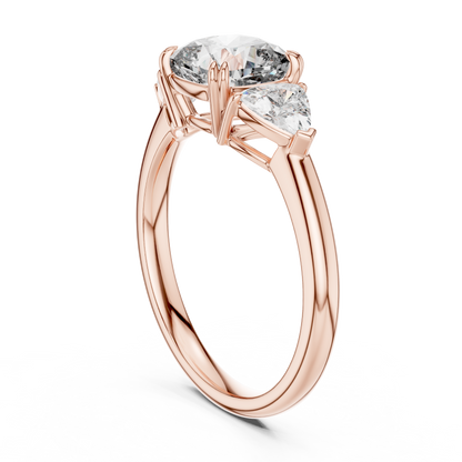 Brilliant Cushion Cut Ring with Trillion-Cut Accent Stones
