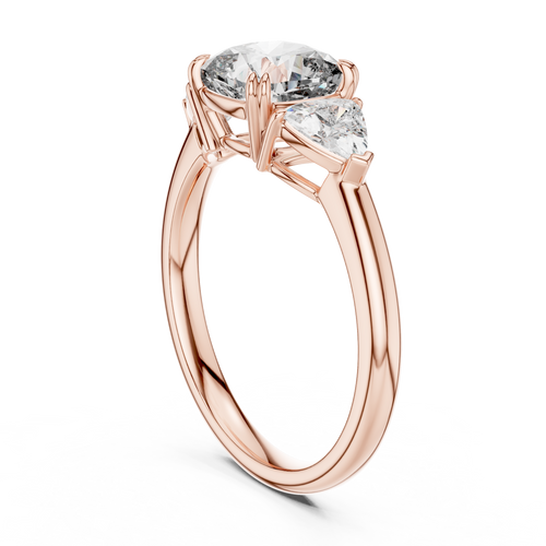 Brilliant Cushion Cut Ring with Trillion-Cut Accent Stones