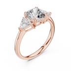 Brilliant Cushion Cut Ring with Trillion-Cut Accent Stones