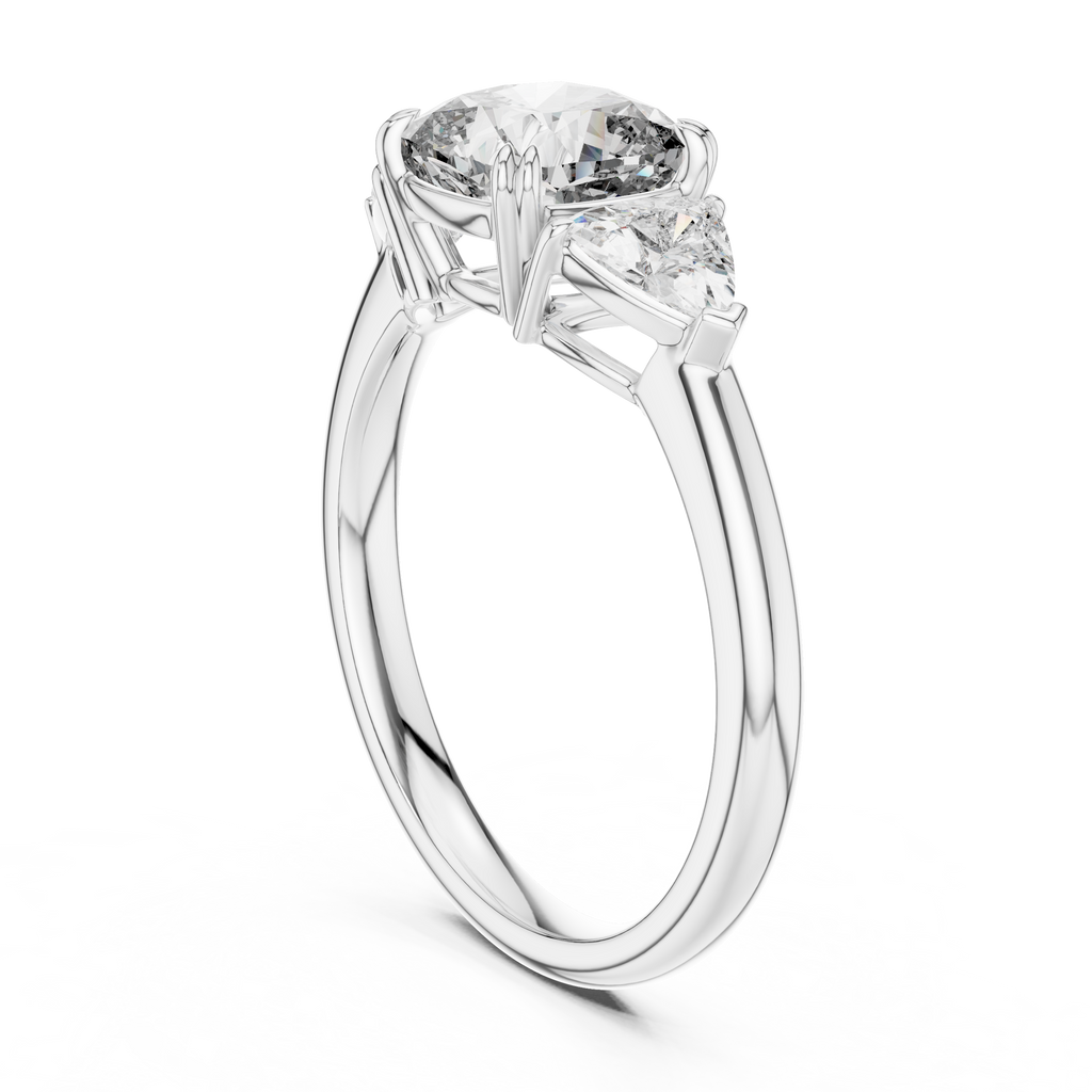 Brilliant Cushion Cut Ring with Trillion-Cut Accent Stones