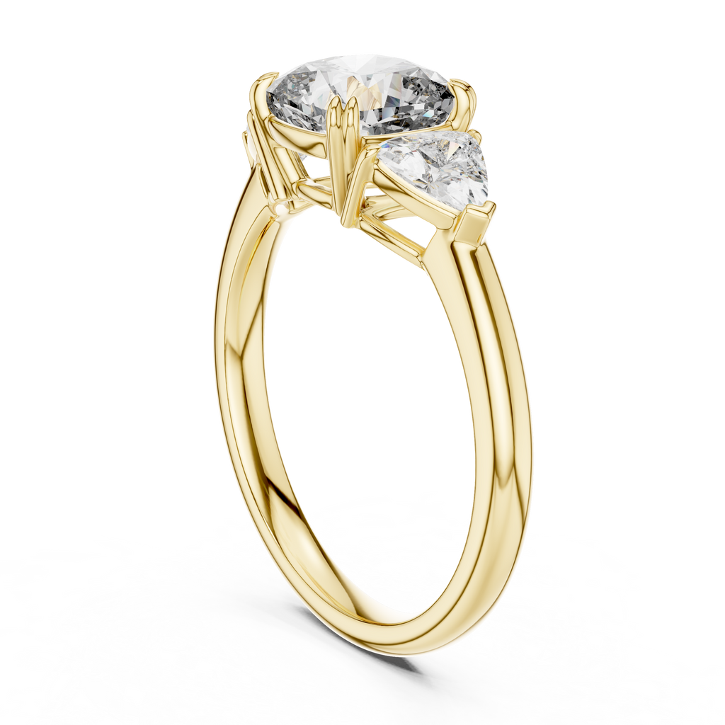 Brilliant Cushion Cut Ring with Trillion-Cut Accent Stones