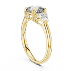 Brilliant Cushion Cut Ring with Trillion-Cut Accent Stones