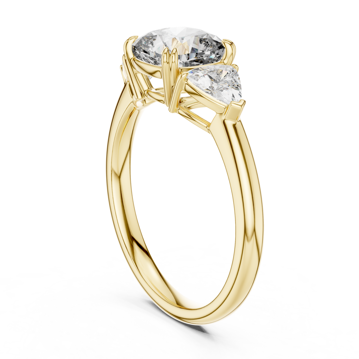 Brilliant Cushion Cut Ring with Trillion-Cut Accent Stones