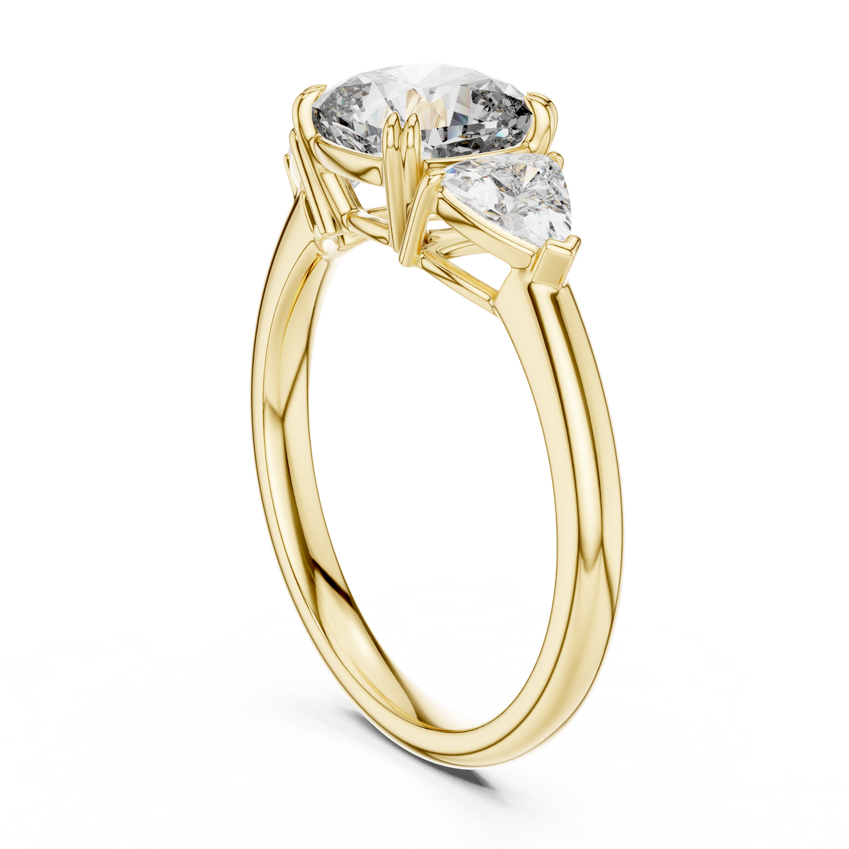 Brilliant Cushion Cut Ring with Trillion-Cut Accent Stones