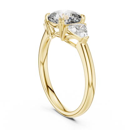 Brilliant Cushion Cut Ring with Trillion-Cut Accent Stones