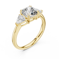 Brilliant Cushion Cut Ring with Trillion-Cut Accent Stones
