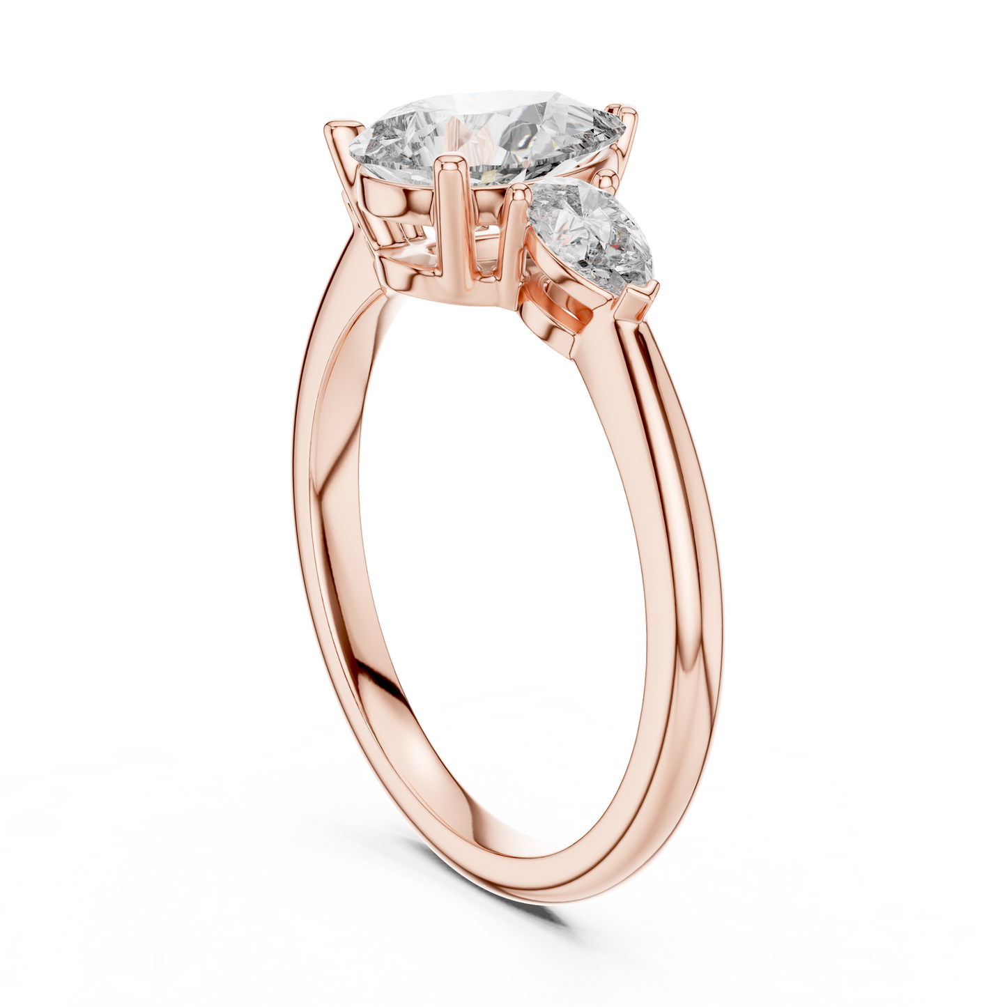 Brilliant Pear-Shaped Center Stone with Matching Tapered Accents
