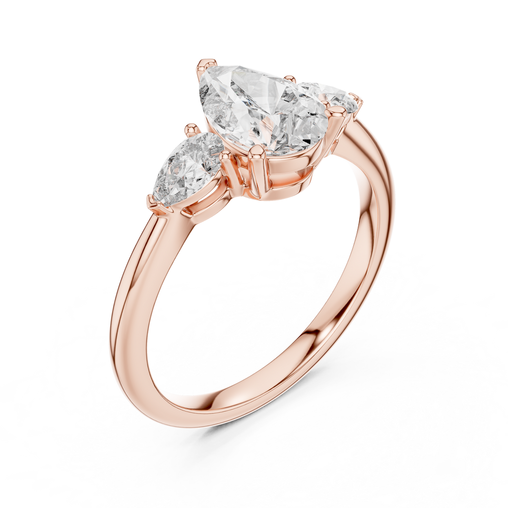 Brilliant Pear-Shaped Center Stone with Matching Tapered Accents