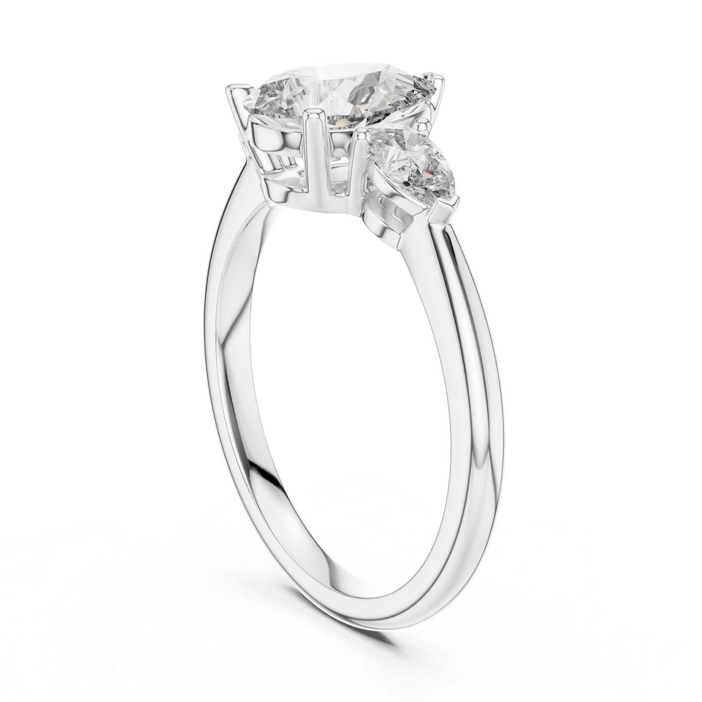 Brilliant Pear-Shaped Center Stone with Matching Tapered Accents