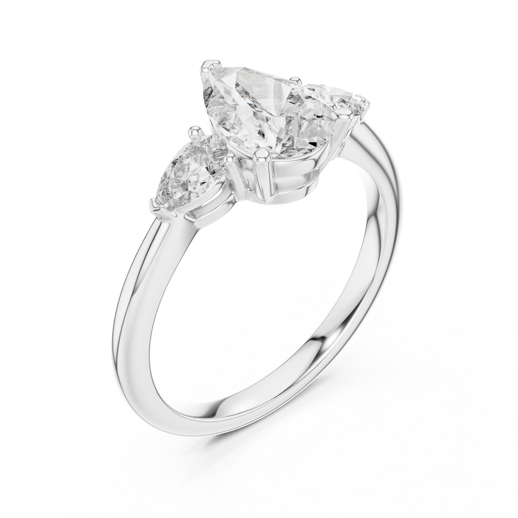 Brilliant Pear-Shaped Center Stone with Matching Tapered Accents