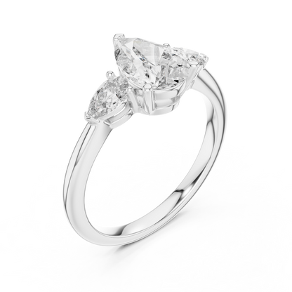Brilliant Pear-Shaped Center Stone with Matching Tapered Accents
