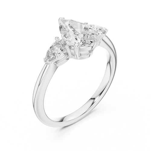 Brilliant Pear-Shaped Center Stone with Matching Tapered Accents